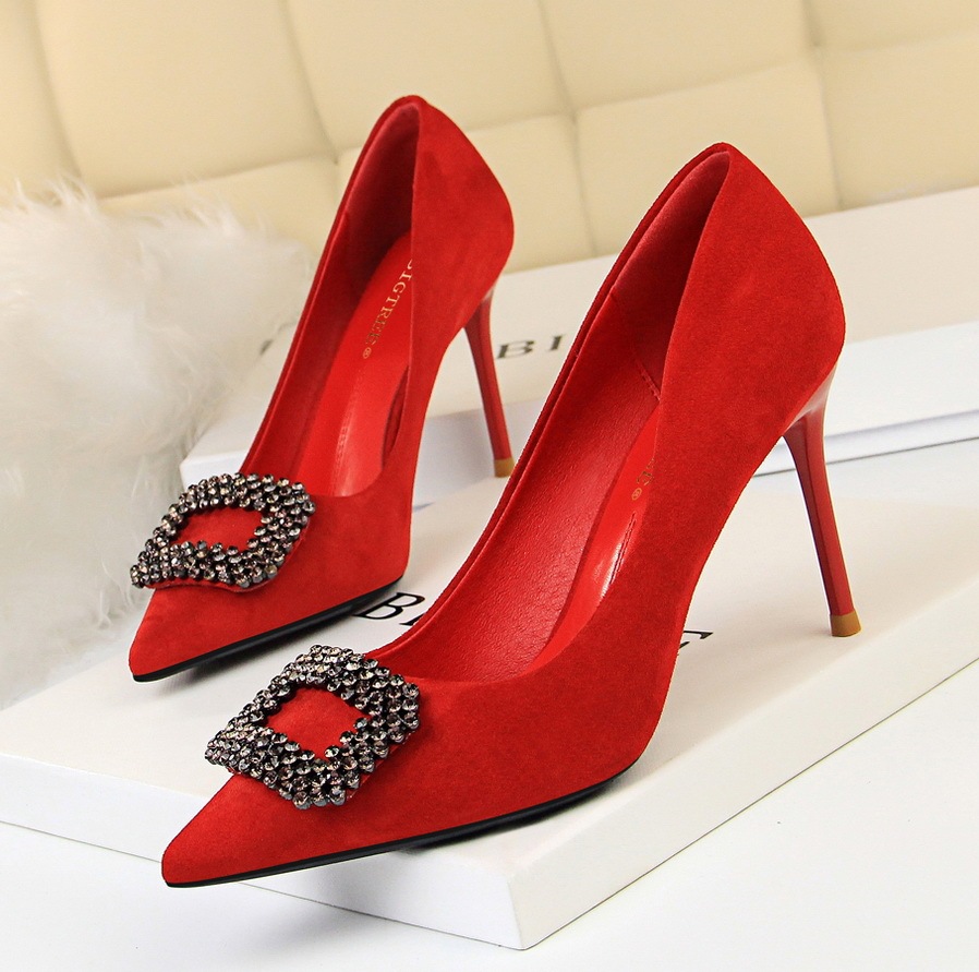 Pointed Rhinestone High Heels - Image 6
