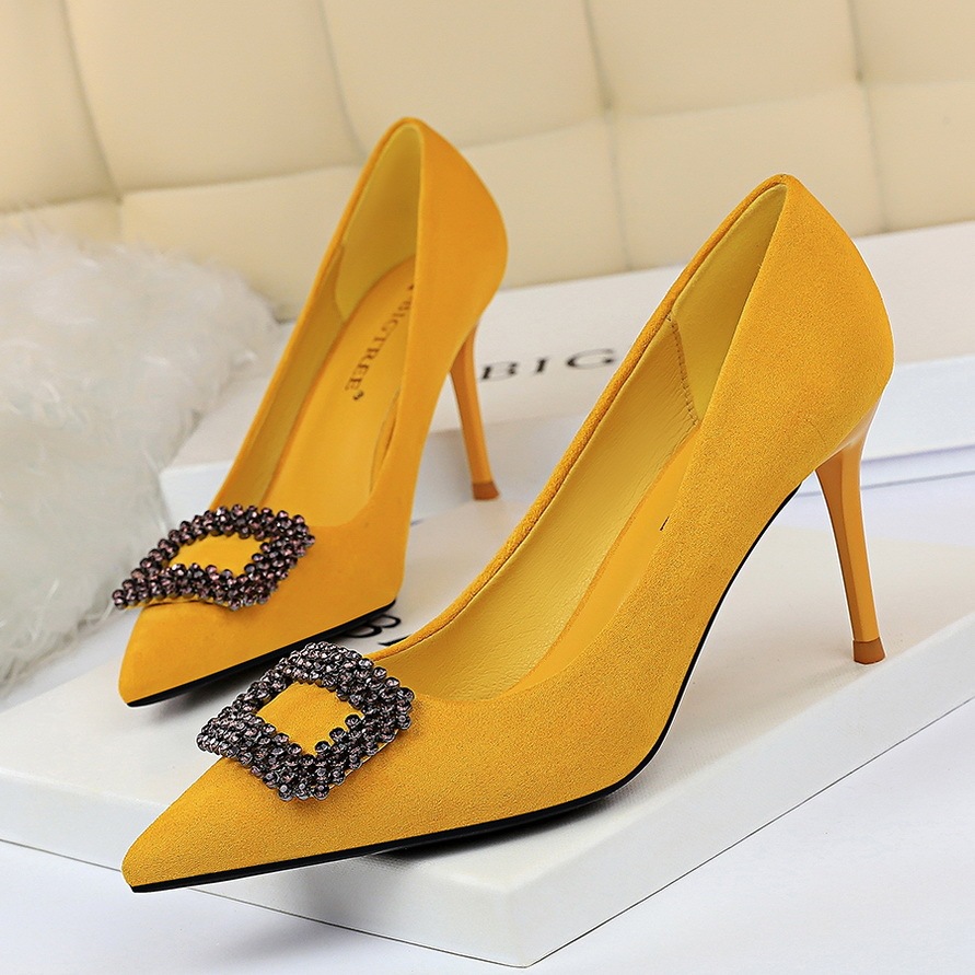 Pointed Rhinestone High Heels - Image 3