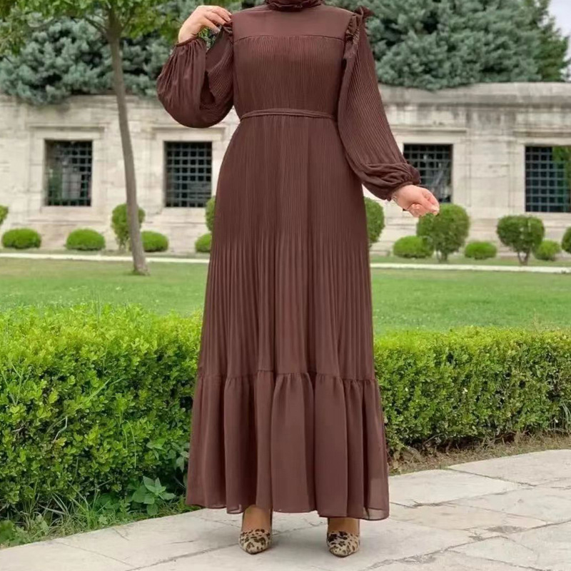 New Women's Net Color High Collar Pullover Fashion Loose Middle East Dresses - Image 5