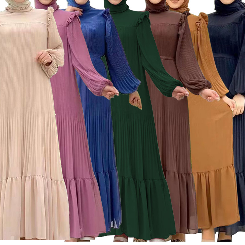 New Women's Net Color High Collar Pullover Fashion Loose Middle East Dresses - Image 4