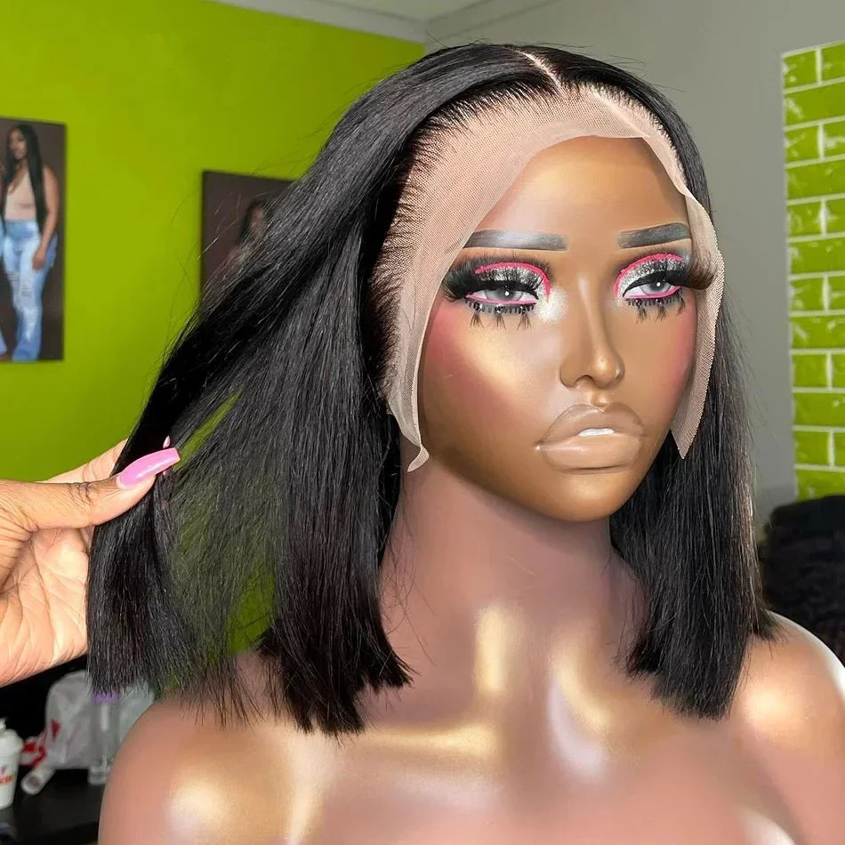 13x4 Straight Bob Brazilian Human Hair 200 Density Wig - Image 4