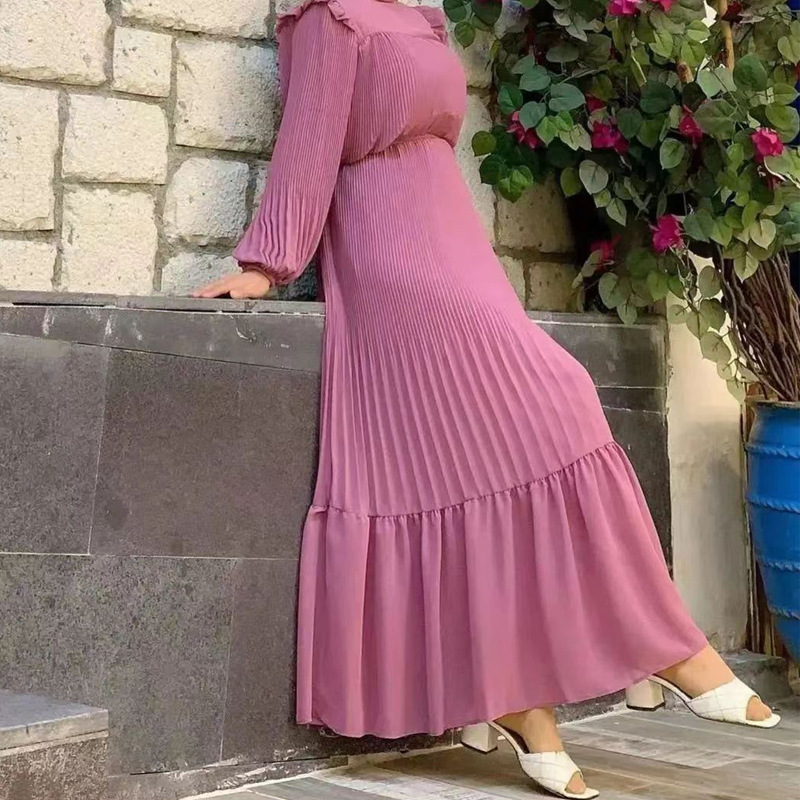 New Women's Net Color High Collar Pullover Fashion Loose Middle East Dresses - Image 8