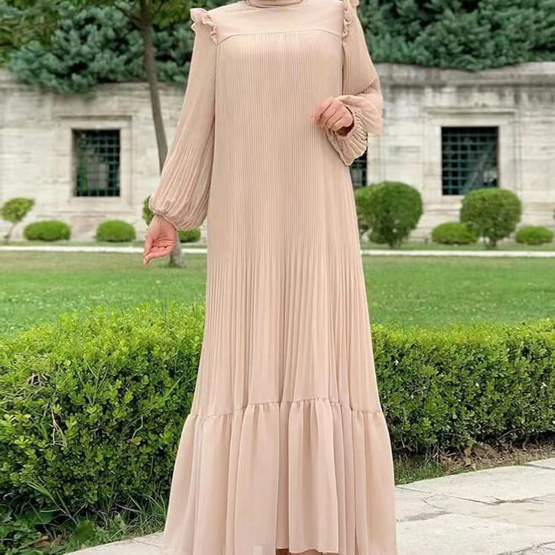 New Women's Net Color High Collar Pullover Fashion Loose Middle East Dresses - Image 9