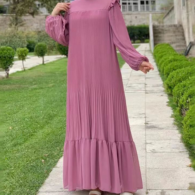 New Women's Net Color High Collar Pullover Fashion Loose Middle East Dresses - Image 3